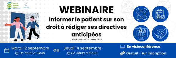 Webinaire SRA & CSPHF Hauts-de-France : Informer le patient sur son droit à rédiger ses directives anticipées